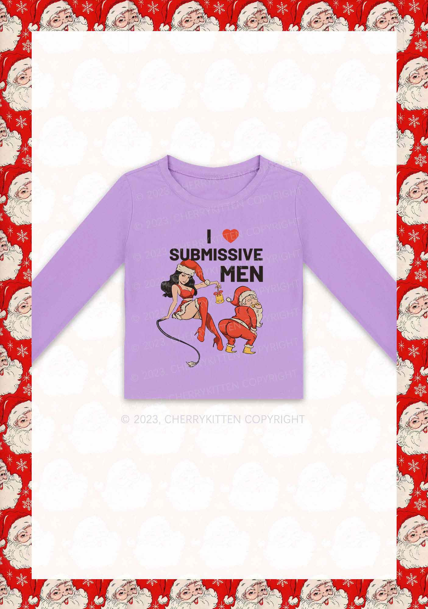 I Love S Men Christmas Y2K Long Sleeve Crop Top Cherrykitten