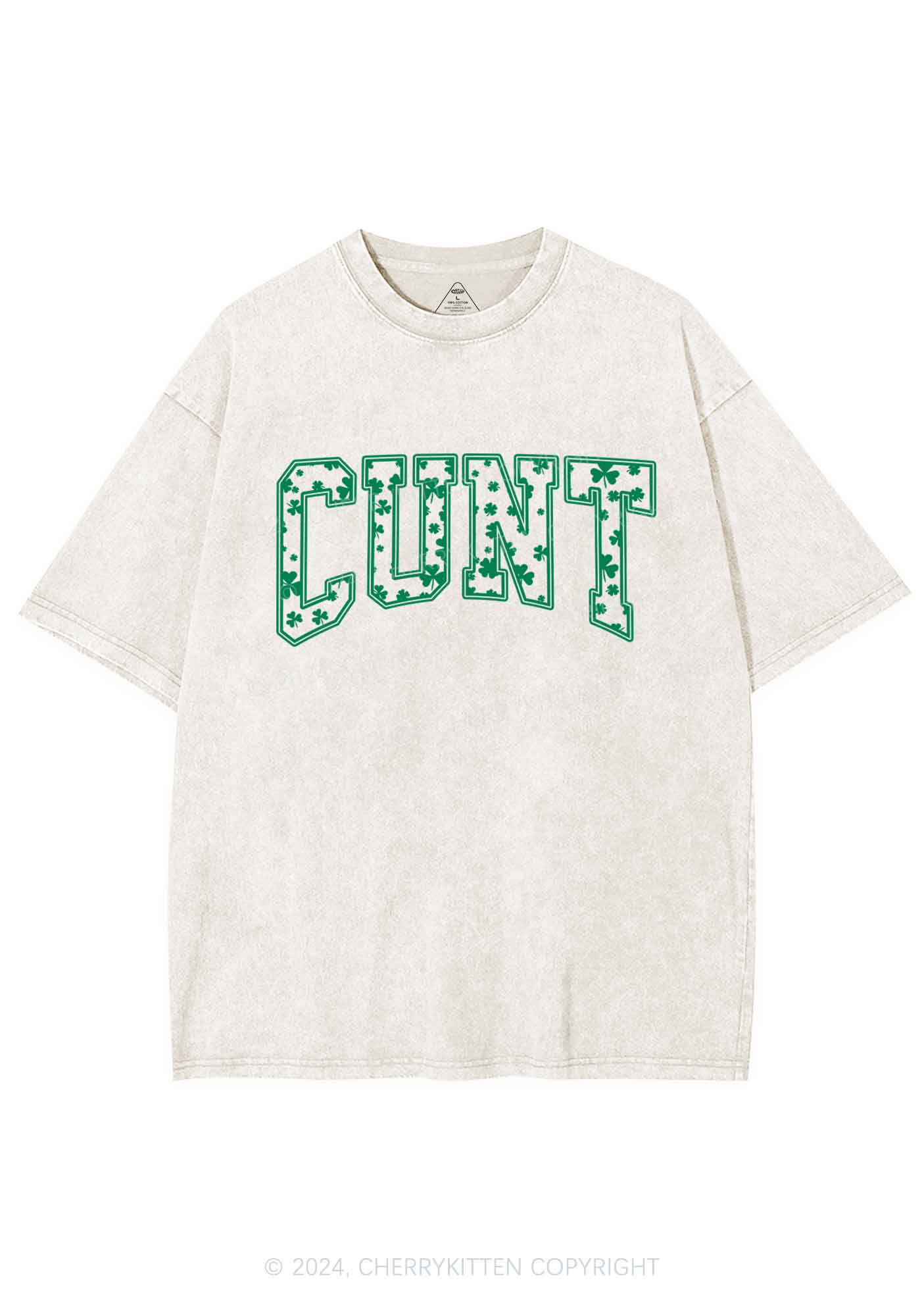 Green Cxxt St Patricks Y2K Washed Tee Cherrykitten