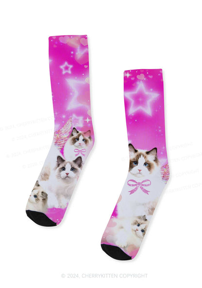 Dreamy Kitten Y2K Digital Printed Socks Cherrykitten