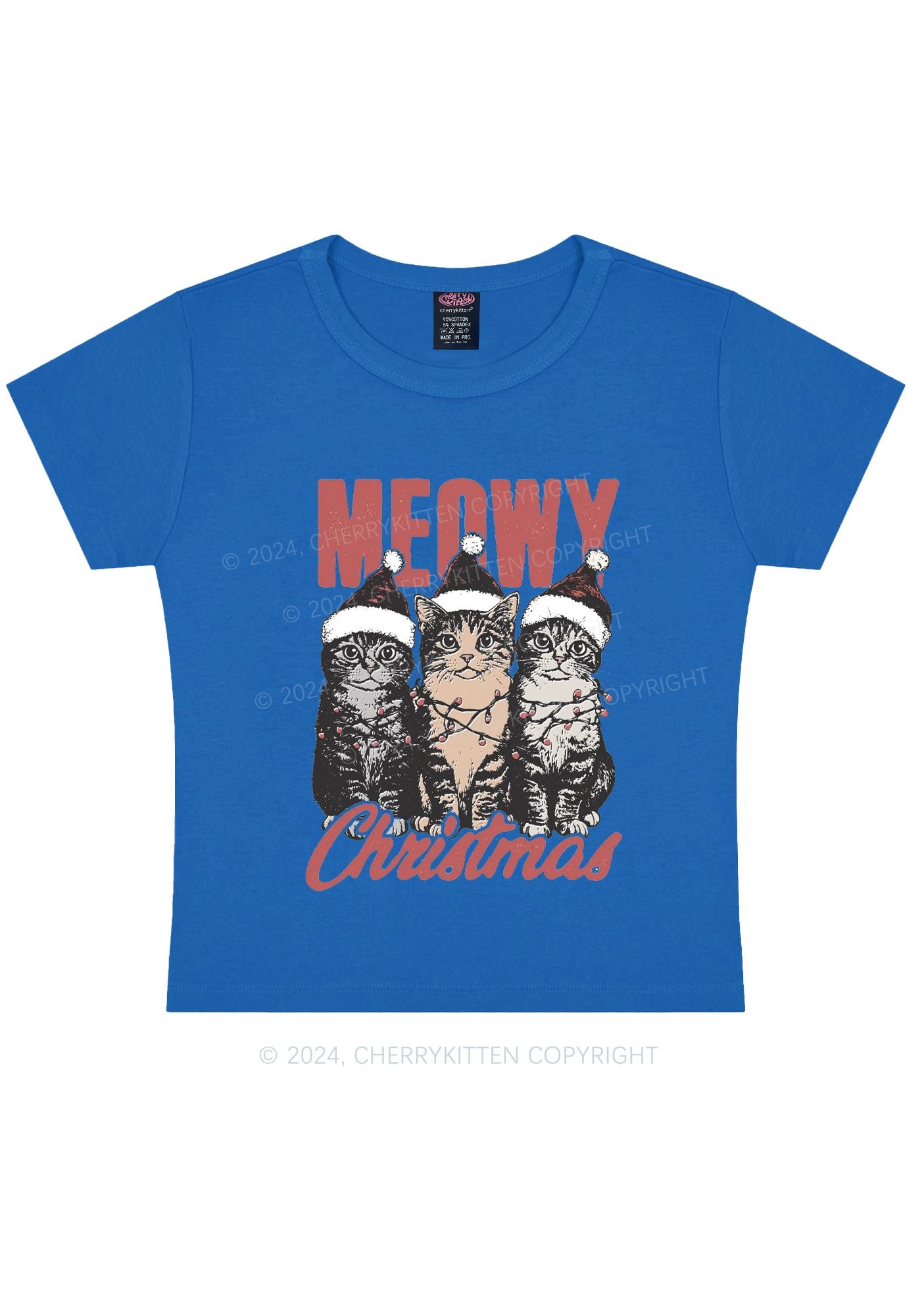 Christmas Meowy Y2K Baby Tee Cherrykitten