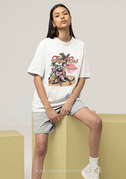 Feral Girl Summer Raccoon Y2K Chunky Shirt Cherrykitten