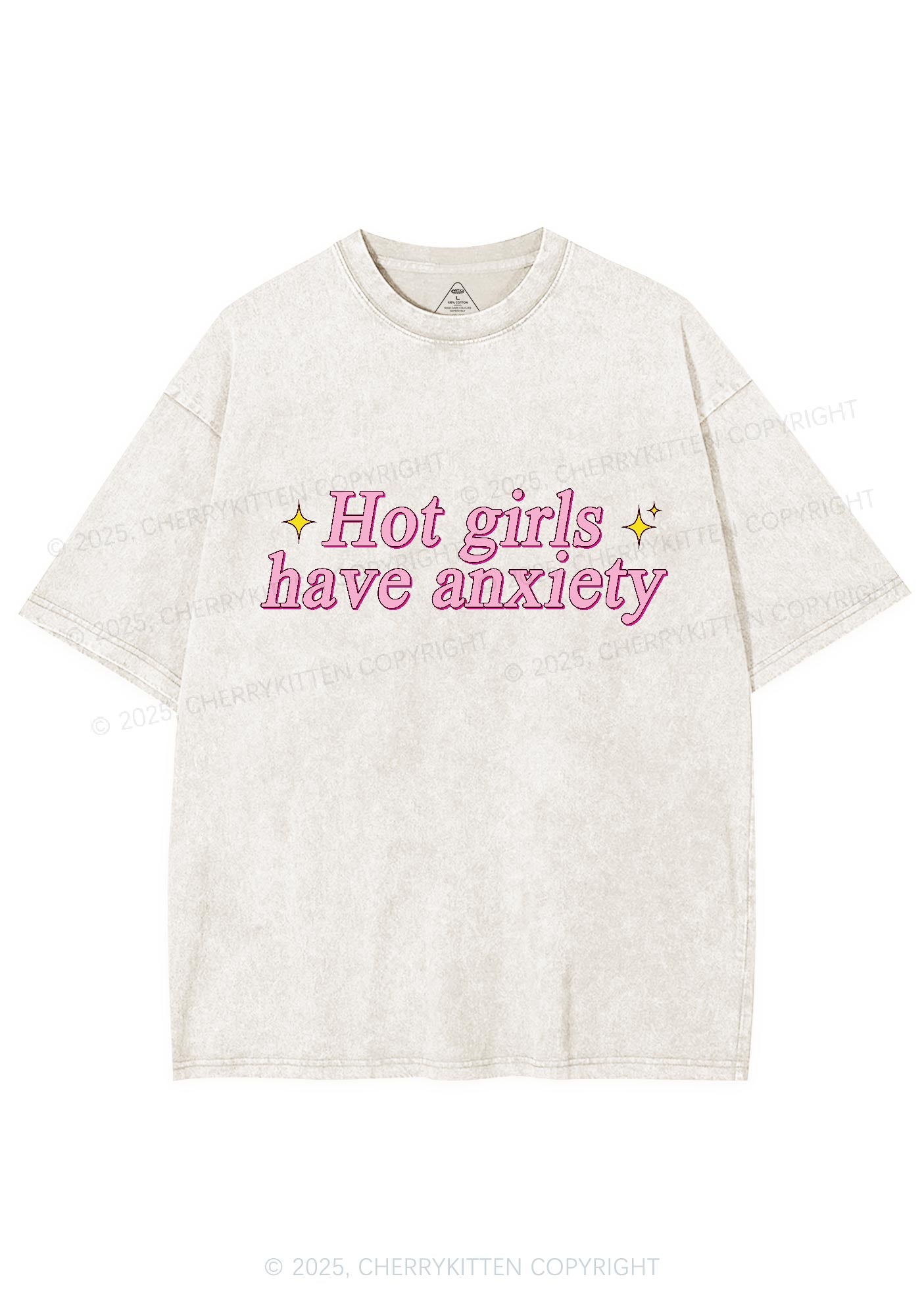 Hot Girls Anxiety Y2K Washed Tee Cherrykitten