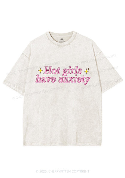 Hot Girls Anxiety Y2K Washed Tee Cherrykitten