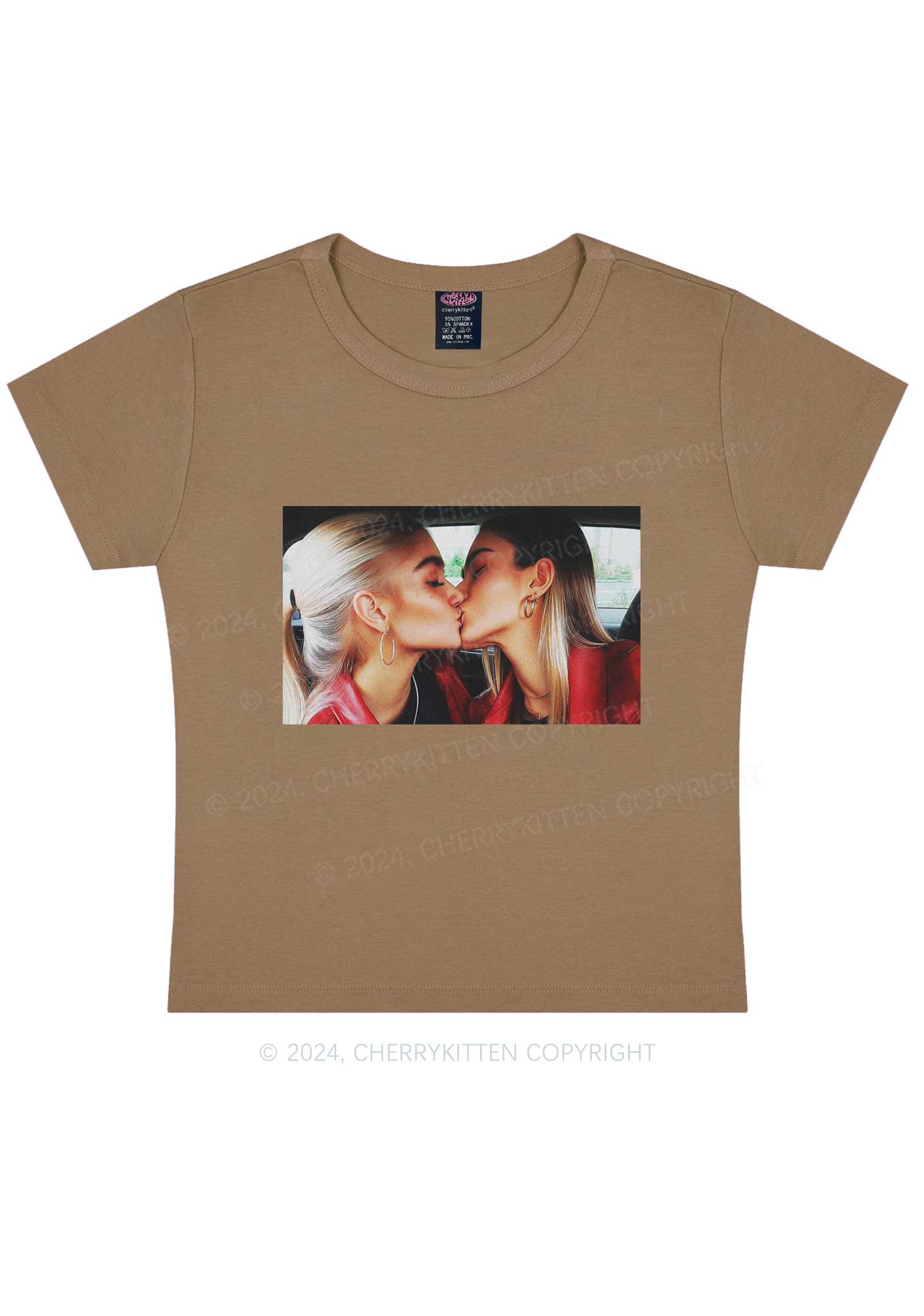 Girls Kiss Y2K Valentine's Day Baby Tee Cherrykitten