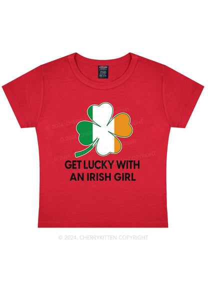 Get Lucky Irish Girl St Patricks Y2K Baby Tee Cherrykitten