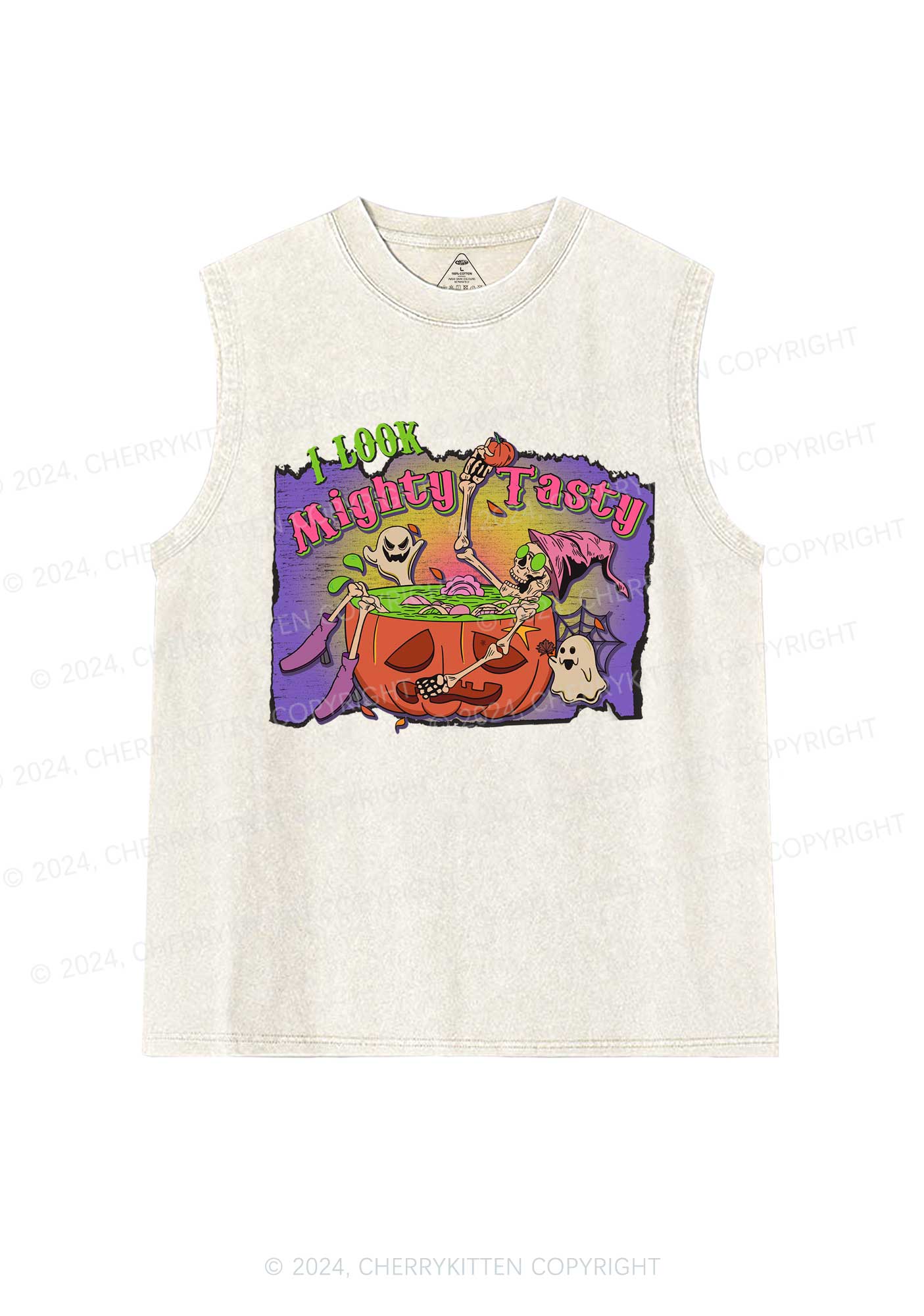 Mighty Tasty Halloween Y2K Washed Tank Cherrykitten