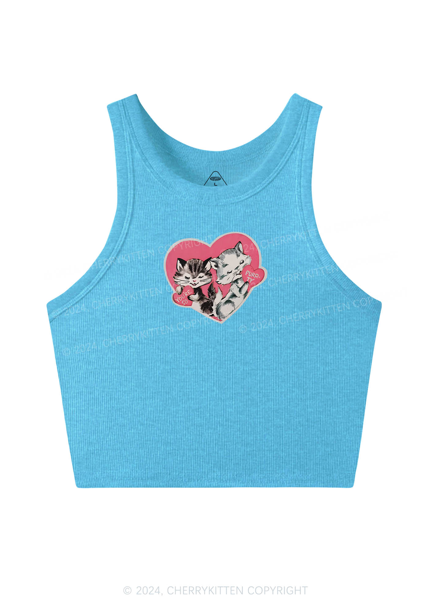 You Are So Purrty Y2K Valentine's Day Crop Tank Top Cherrykitten