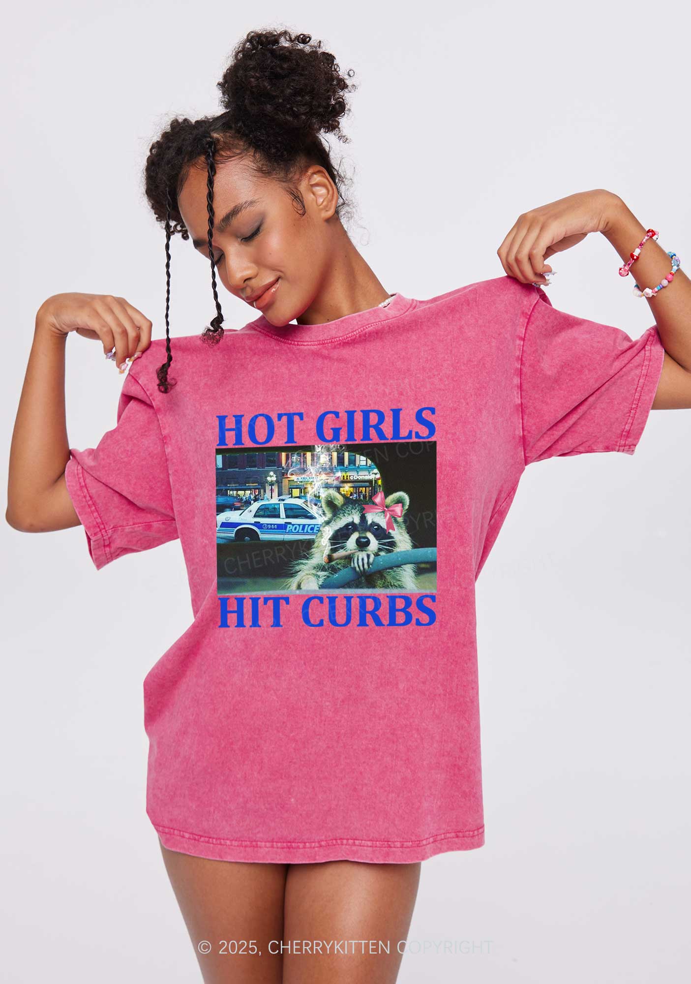 Hot Girls Hit Curbs Y2K Washed Tee Cherrykitten