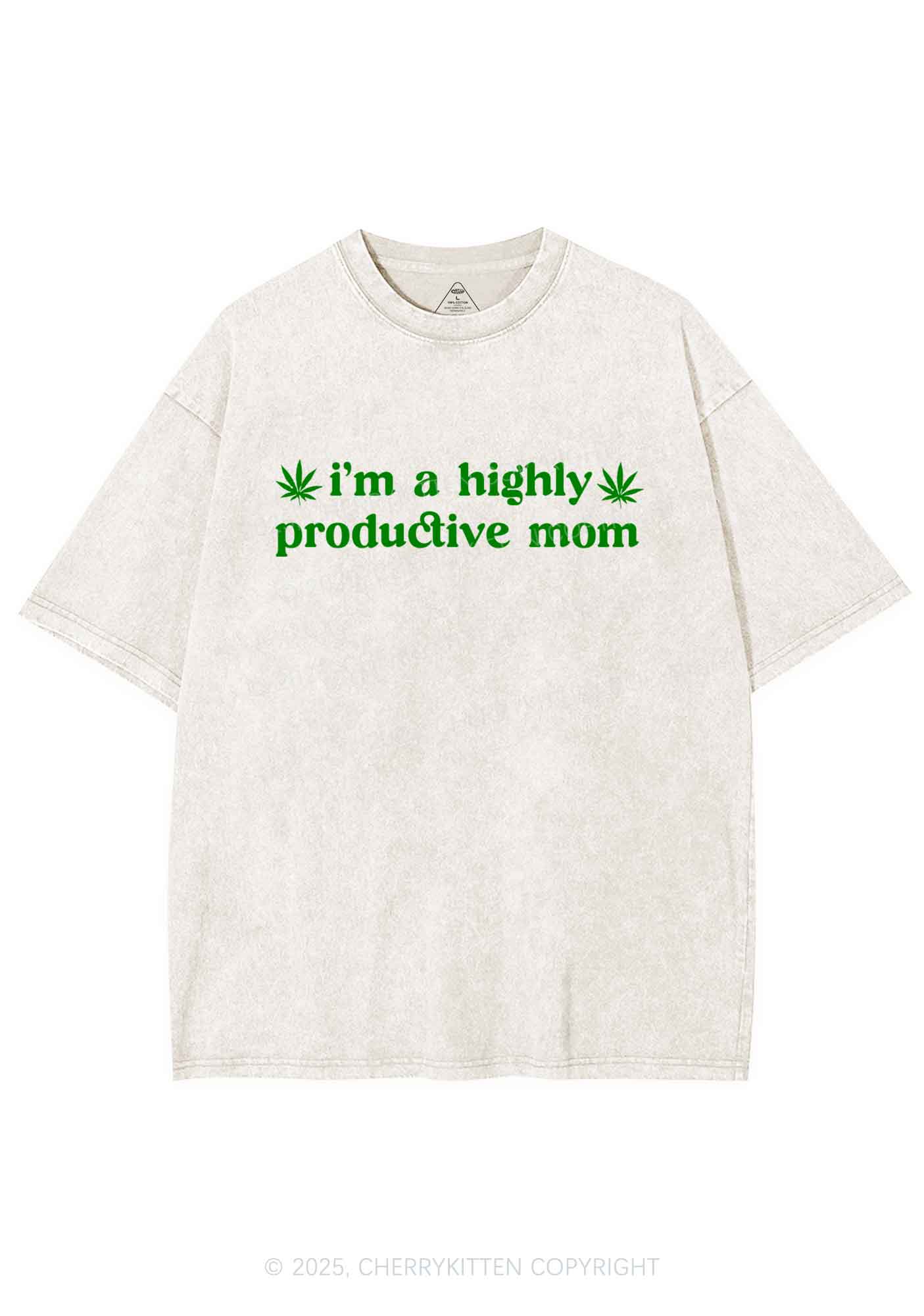 Highly Productive Mom Y2K Washed Tee Cherrykitten