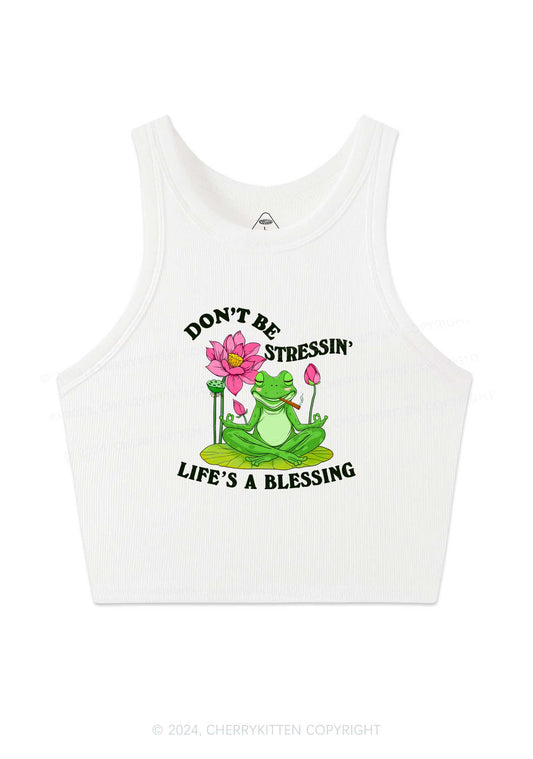 Dont Be Stressin Frog Y2K Crop Tank Top Cherrykitten