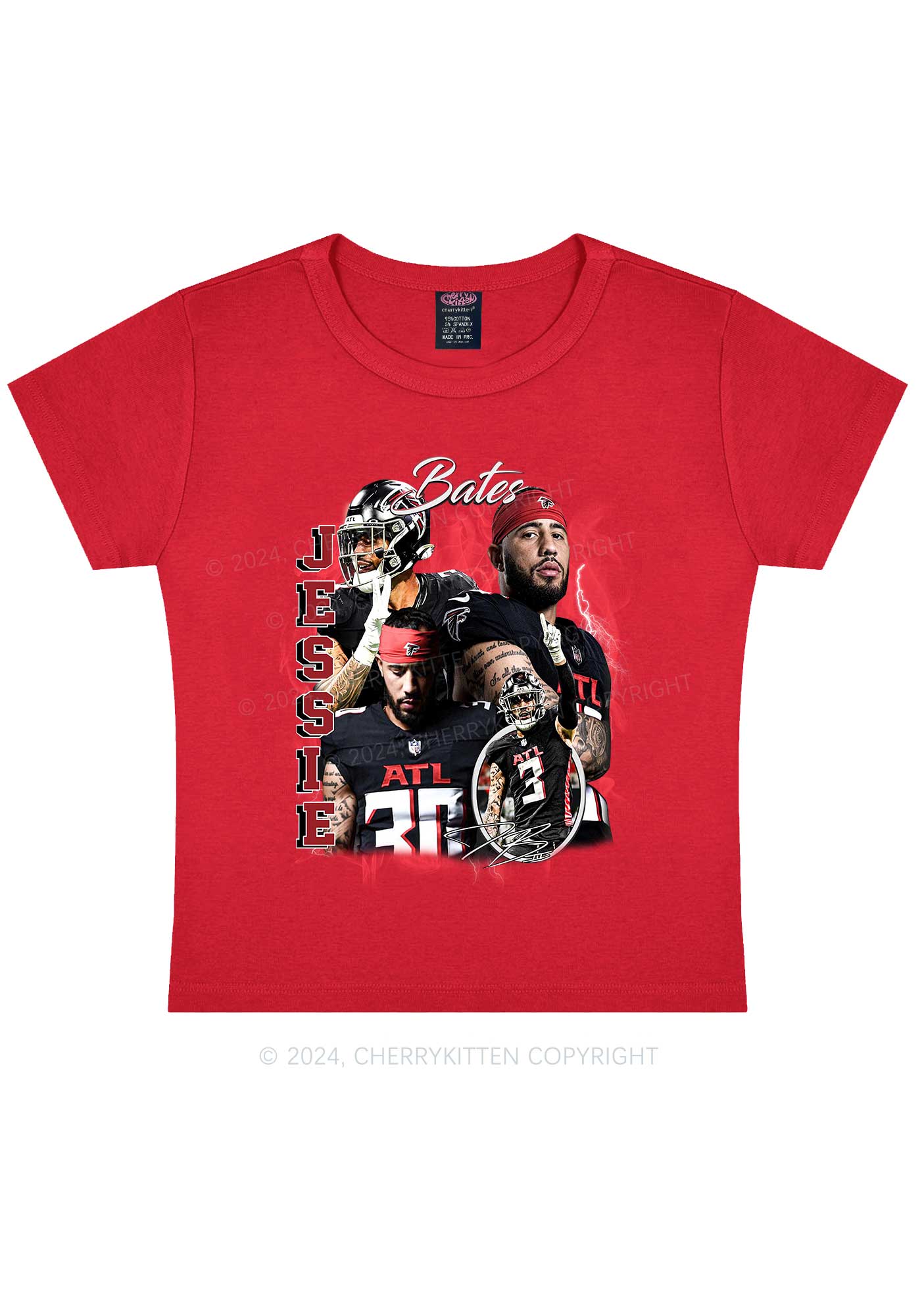 Red Jessie Y2K Super Bowl Baby Tee Cherrykitten