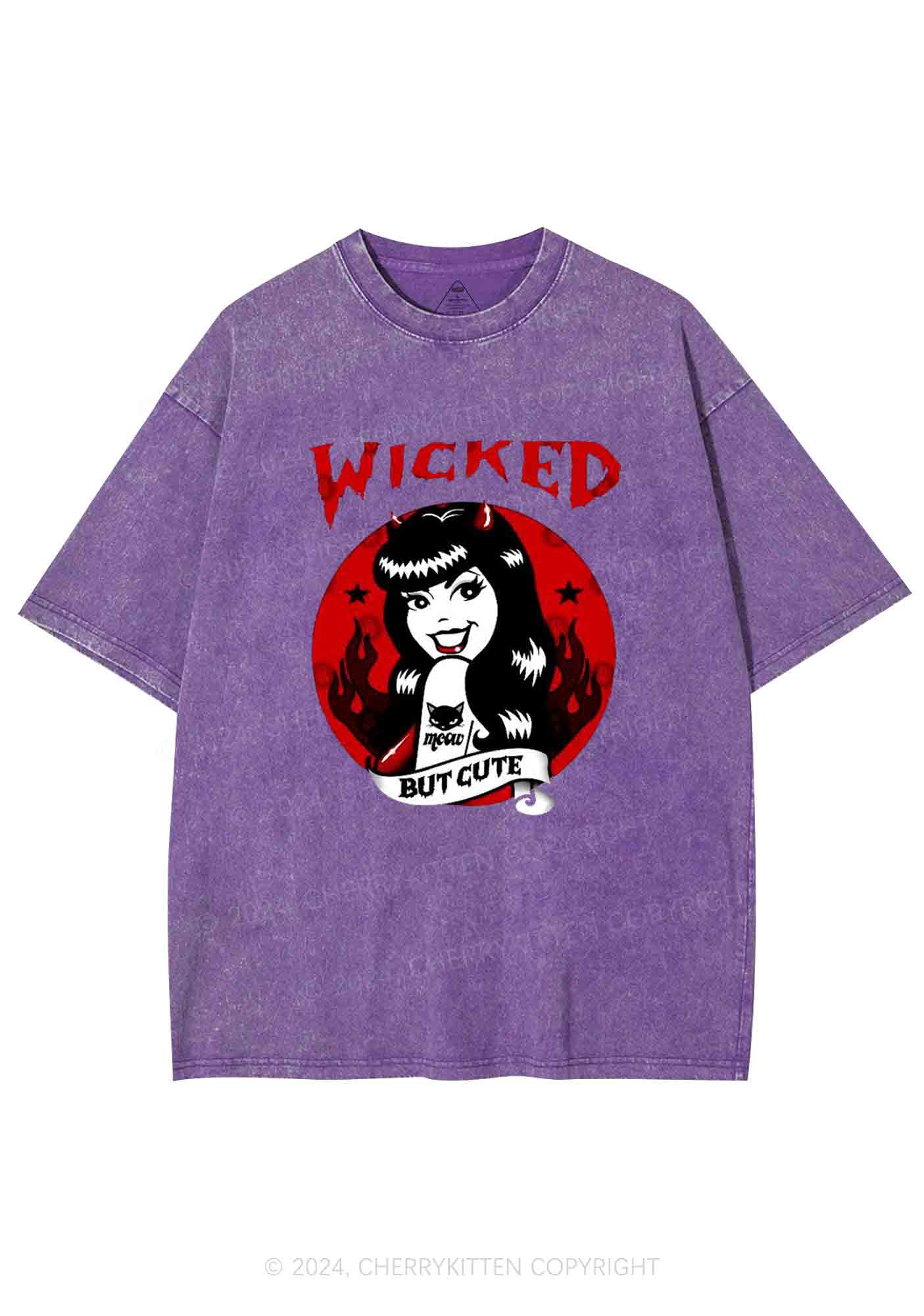 Halloween Wicked But Cute Y2K Washed Tee Cherrykitten