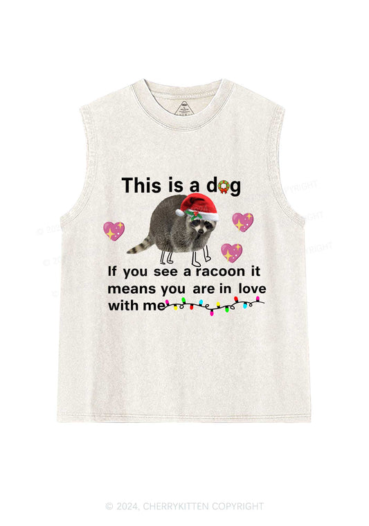 Christmas Dog Racoon Y2K Washed Tank Cherrykitten