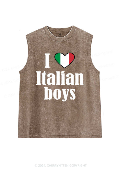 I Love Italian Boys Y2K Washed Tank Cherrykitten