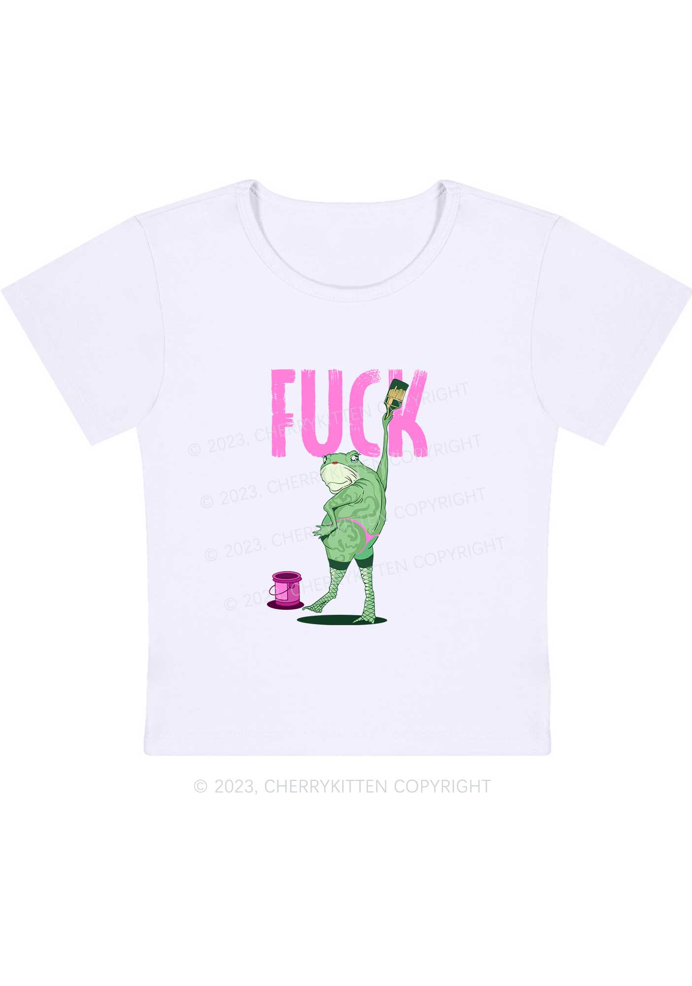 Curvy Frog Painting Fxck Y2K Baby Tee Cherrykitten