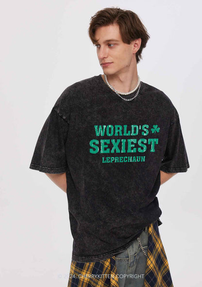 Worlds Sexiest Leprechaun St Patricks Y2K Washed Tee Cherrykitten