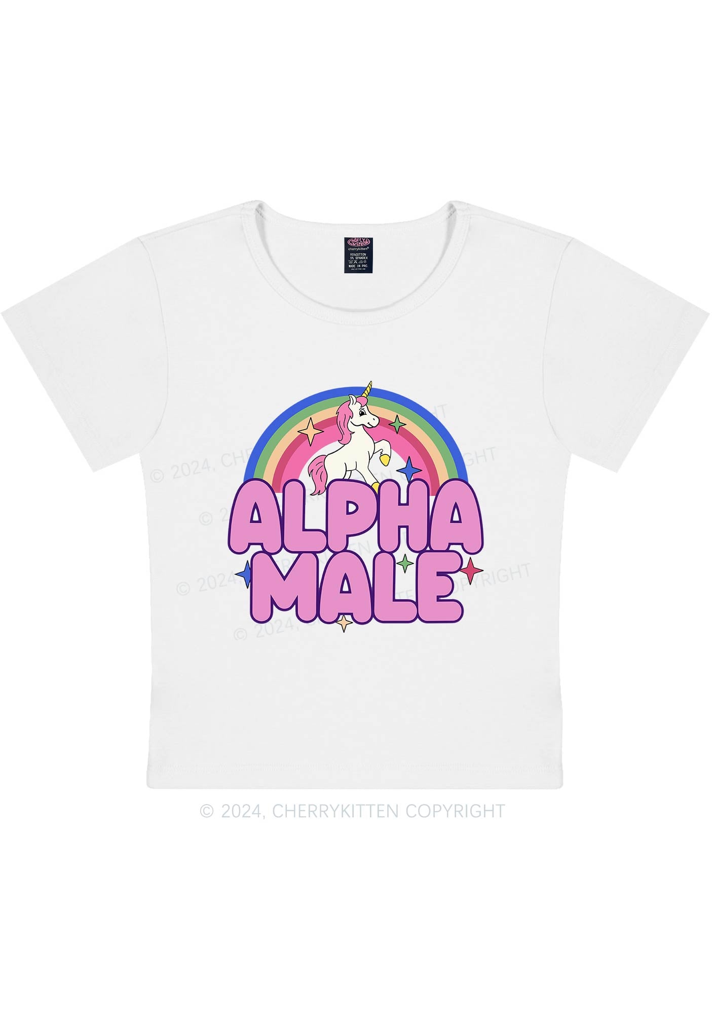 Rainbow Unicorn Alpha Male Y2K Baby Tee Cherrykitten