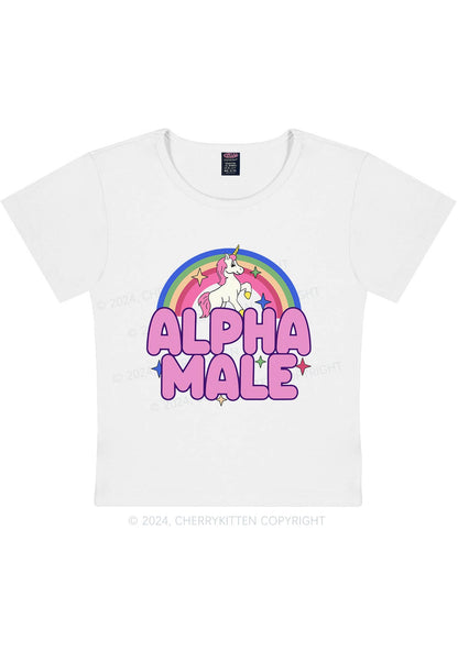 Rainbow Unicorn Alpha Male Y2K Baby Tee Cherrykitten