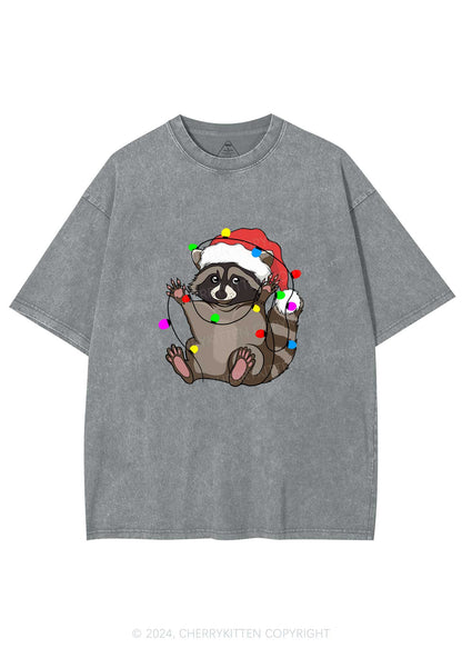 Christmas Raccoon Y2K Washed Tee Cherrykitten