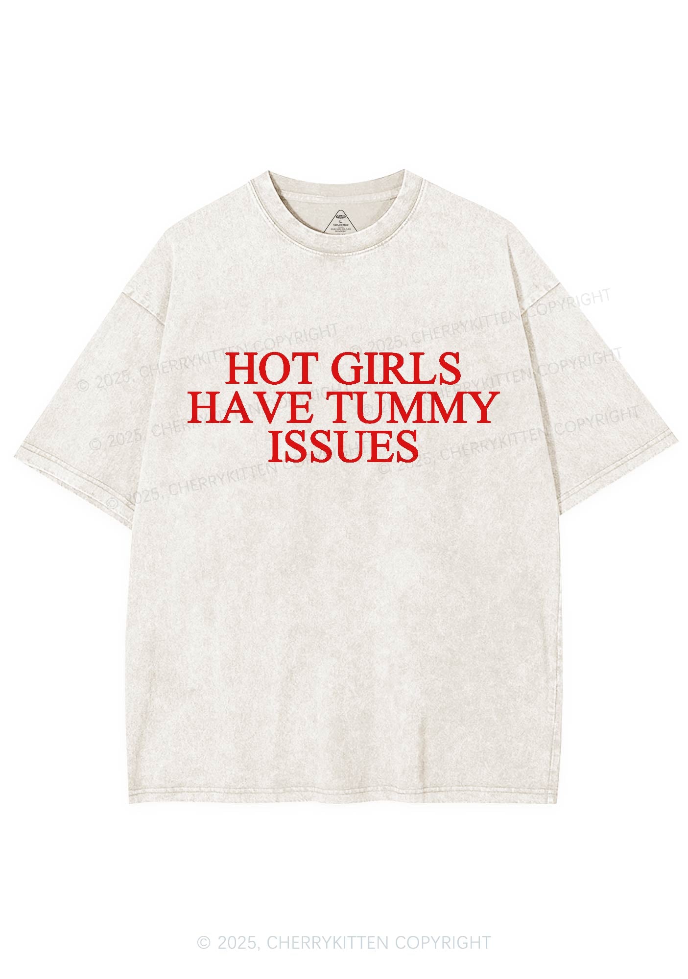 Hot Girls Have Tummy Issues Y2K Washed Tee Cherrykitten