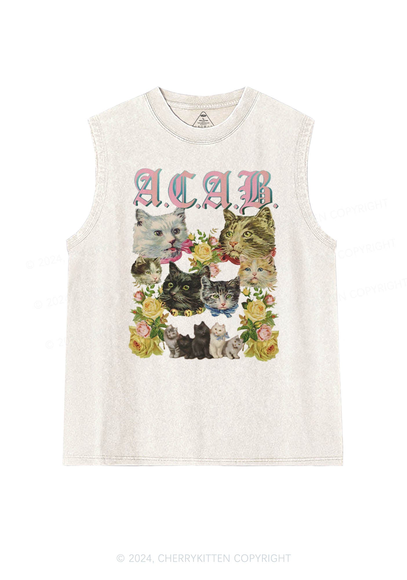 ACAB Cats Are Beautiful Y2K Washed Tank Cherrykitten