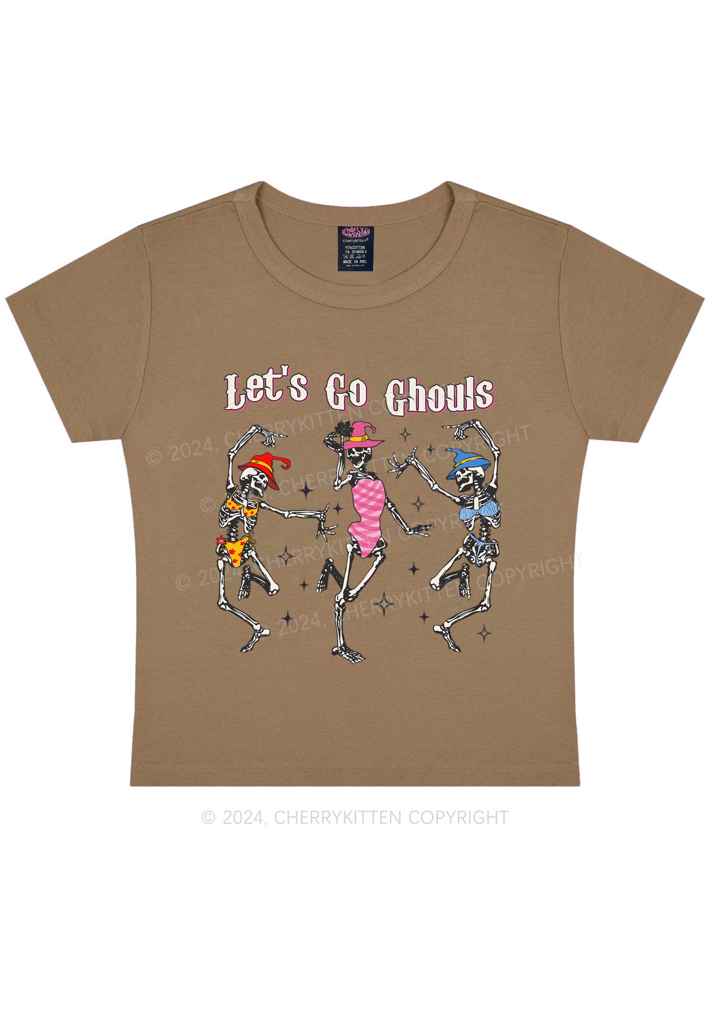 Halloween Let's Go Ghouls Y2K Baby Tee Cherrykitten