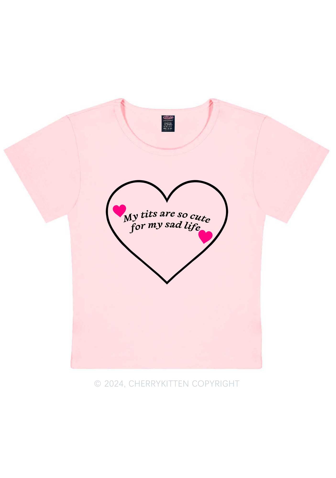 Cute Txts Sad Life Y2K Baby Tee Cherrykitten