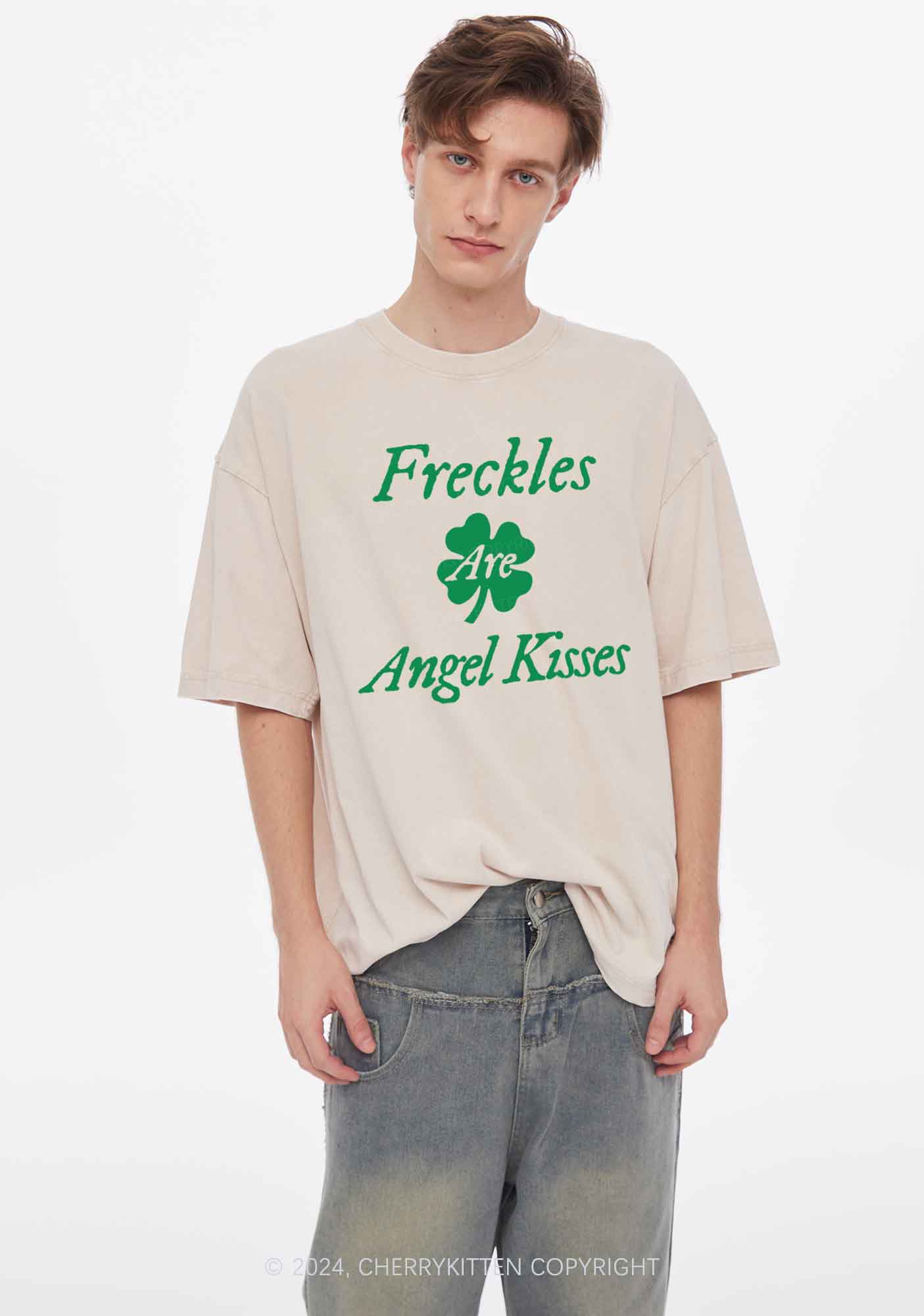 Freckles Are Angel Kisses St Patricks Y2K Washed Tee Cherrykitten