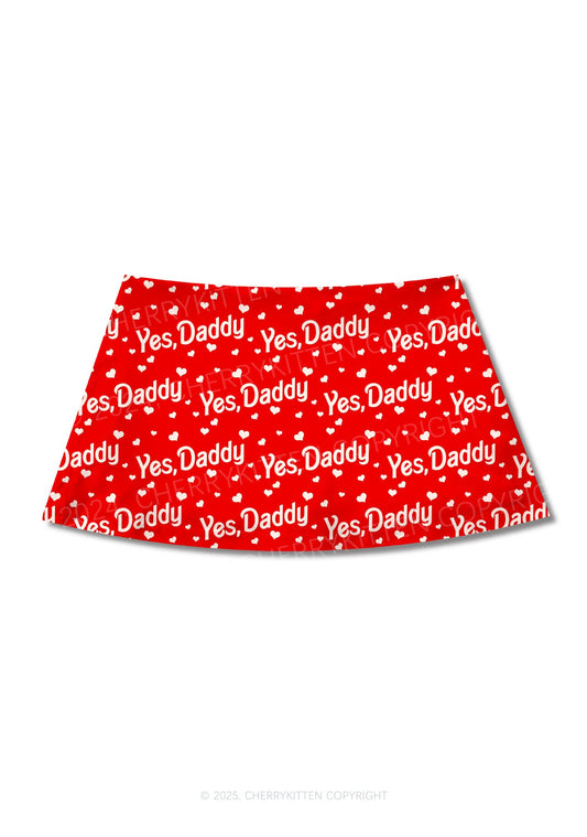 Yes Daddy Y2K Print Mini Skirt Cherrykitten