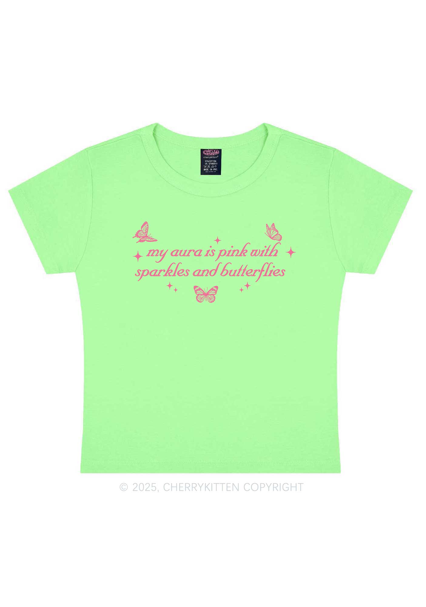 My Aura Is Pink Y2K Baby Tee Cherrykitten