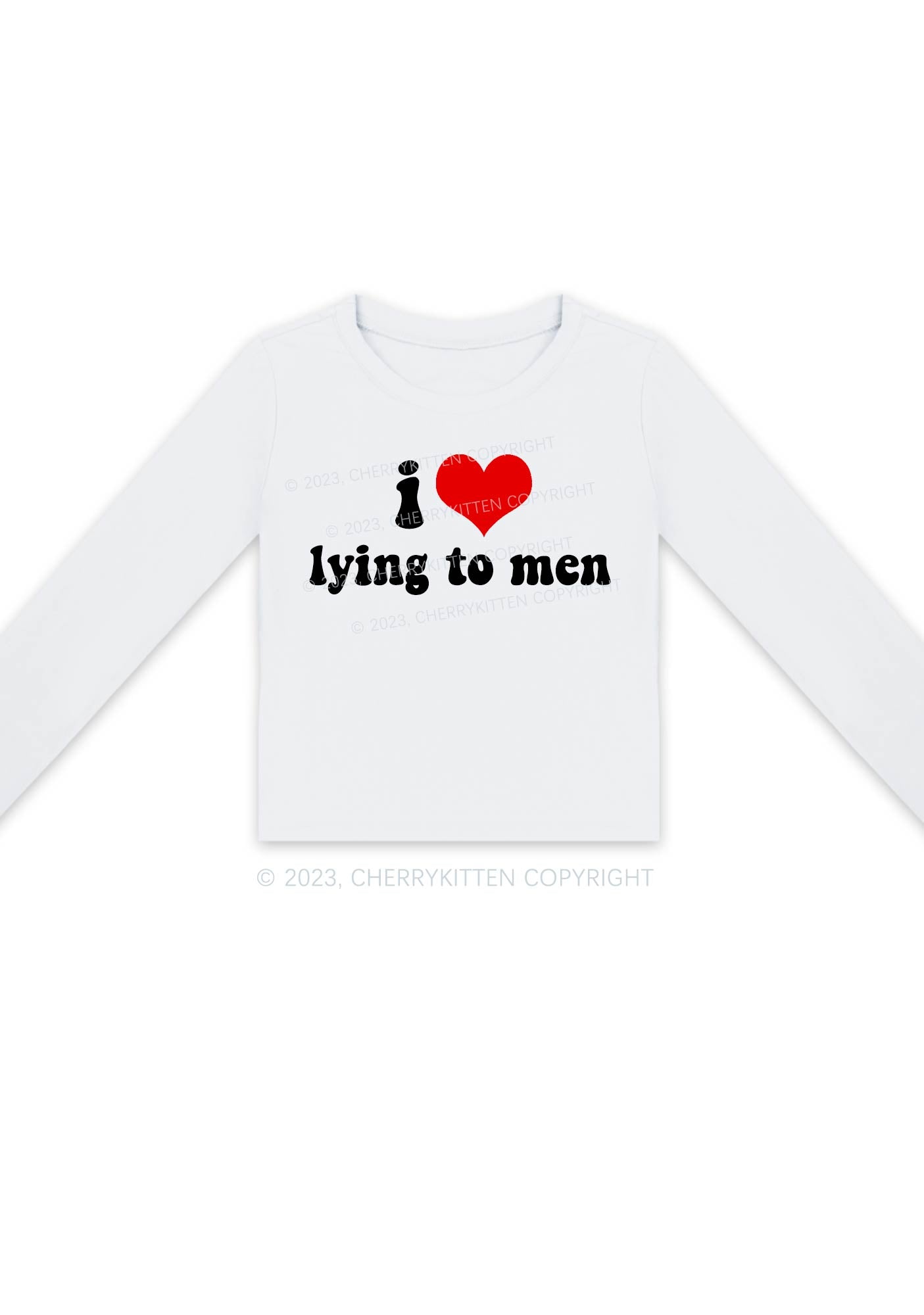 I Love Lying To Men Y2K Long Sleeve Crop Top Cherrykitten