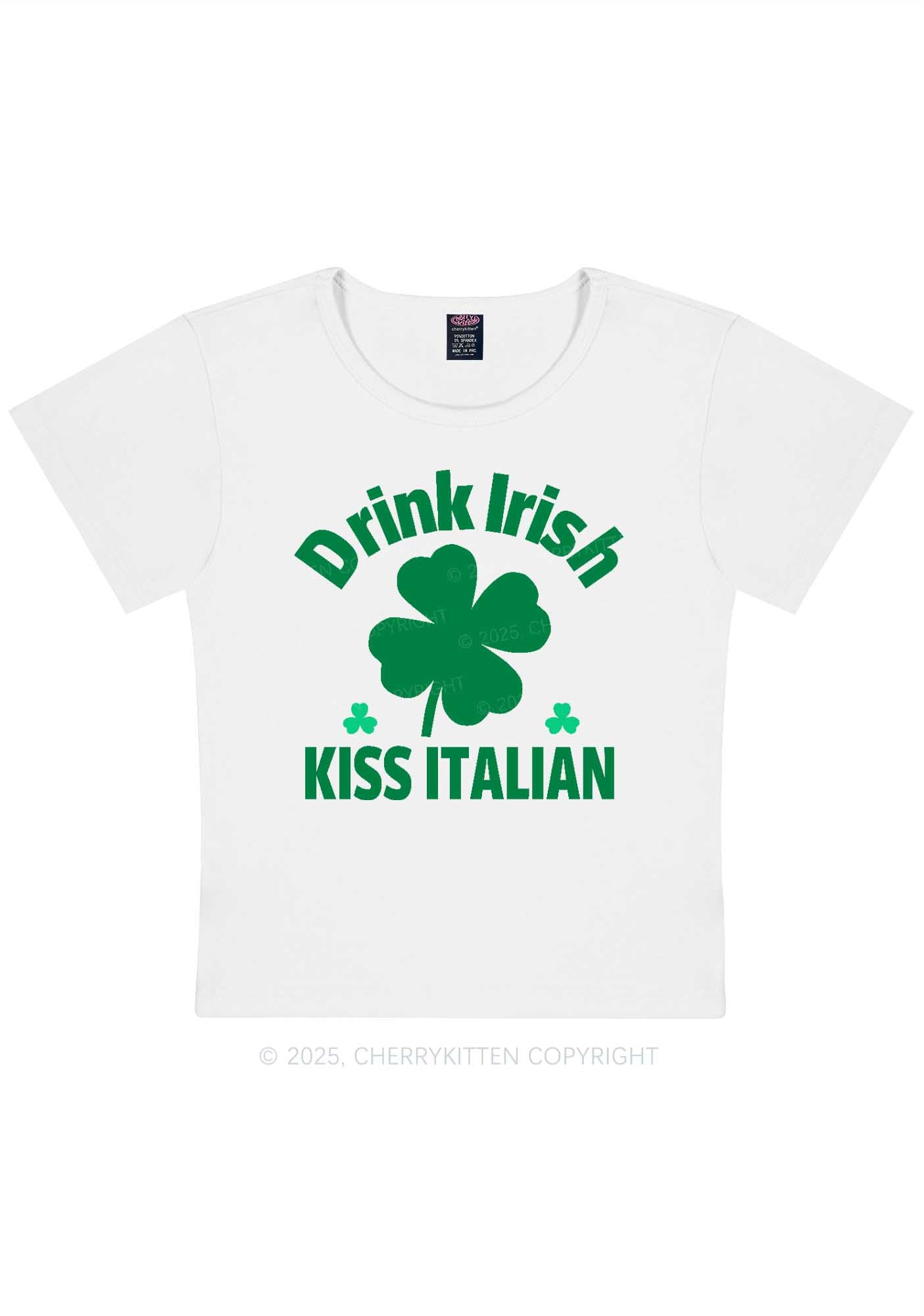 Drink Irish Kiss Italian St Patricks Y2K Baby Tee Cherrykitten