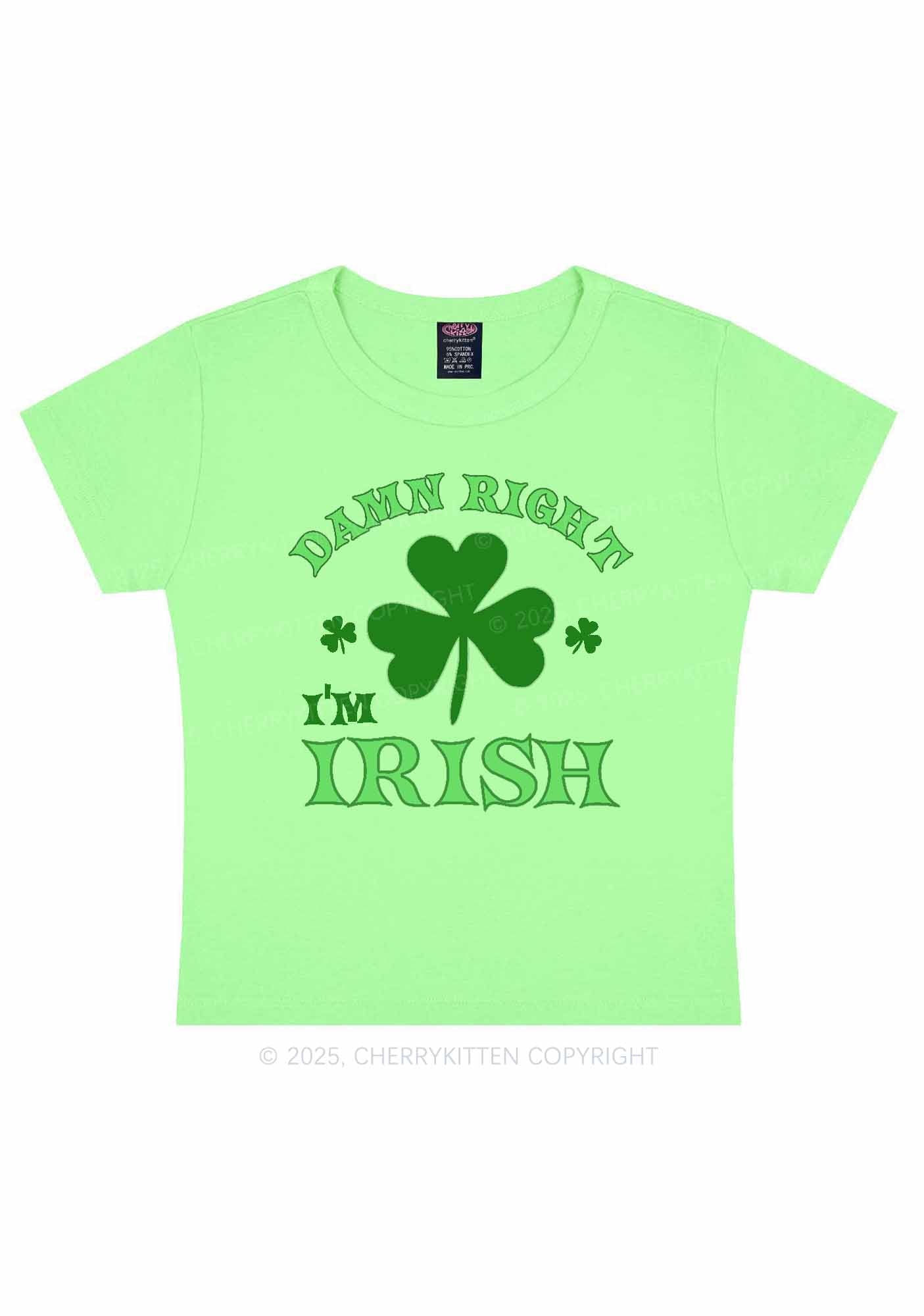 Damn Right Im Irish St Patricks Y2K Baby Tee Cherrykitten