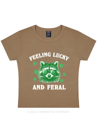 Feeling Lucky And Feral St Patricks Y2K Baby Tee Cherrykitten