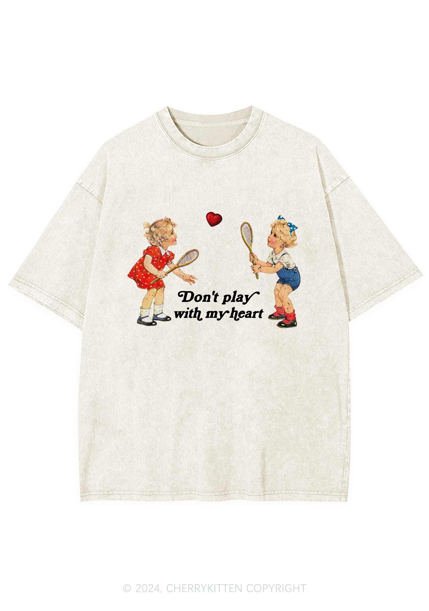 Don't Play With My Heart Y2K Washed Tee Cherrykitten