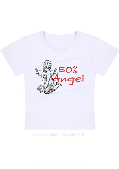 Curvy Fifty Percent Angel Y2K Baby Tee Cherrykitten