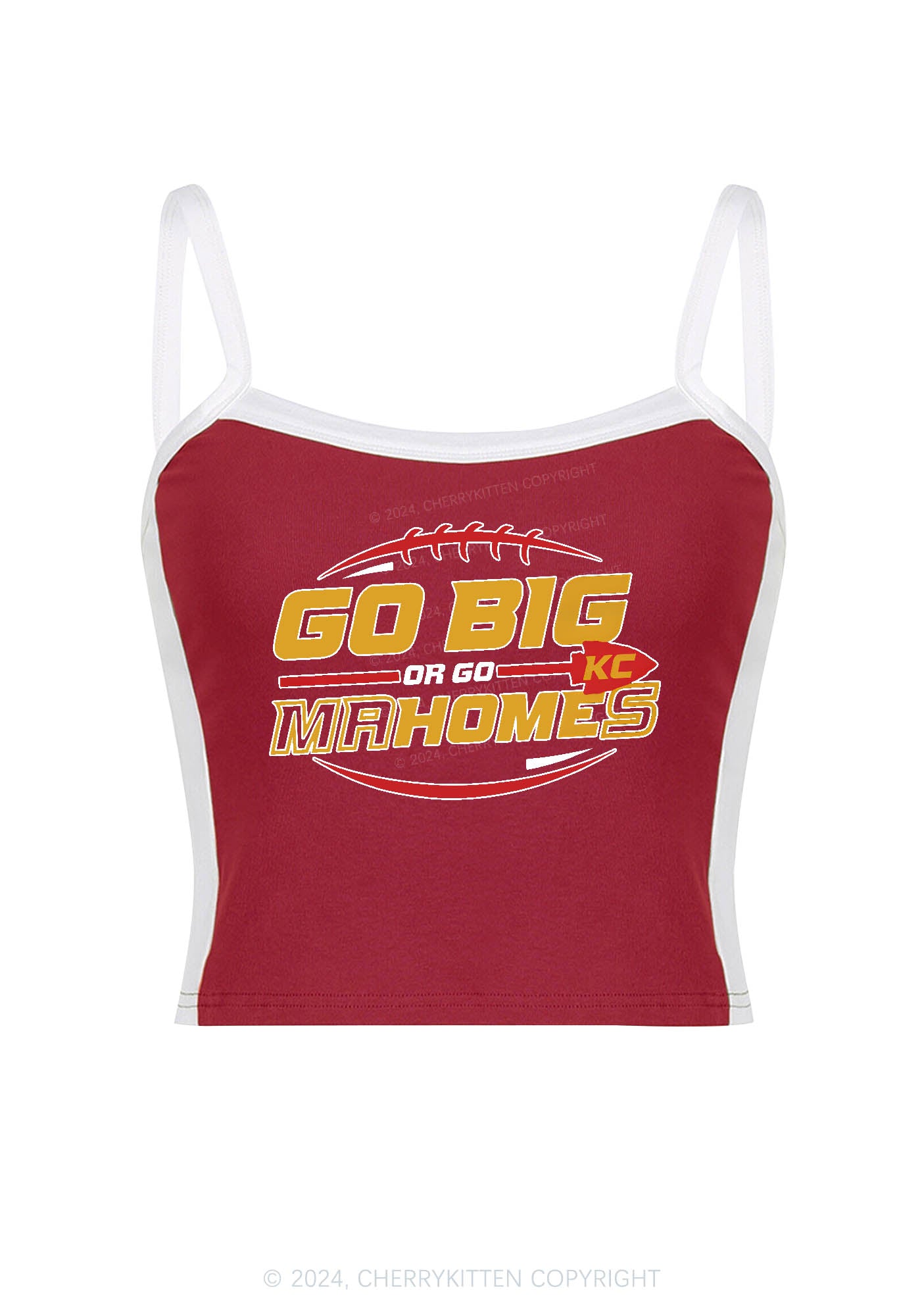 Go Big Y2K Super Bowl Color Block Crop Cami Top Cherrykitten