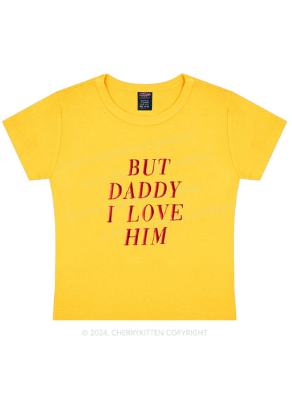 Embroidered Daddy I Love Him Y2K Baby Tee Cherrykitten