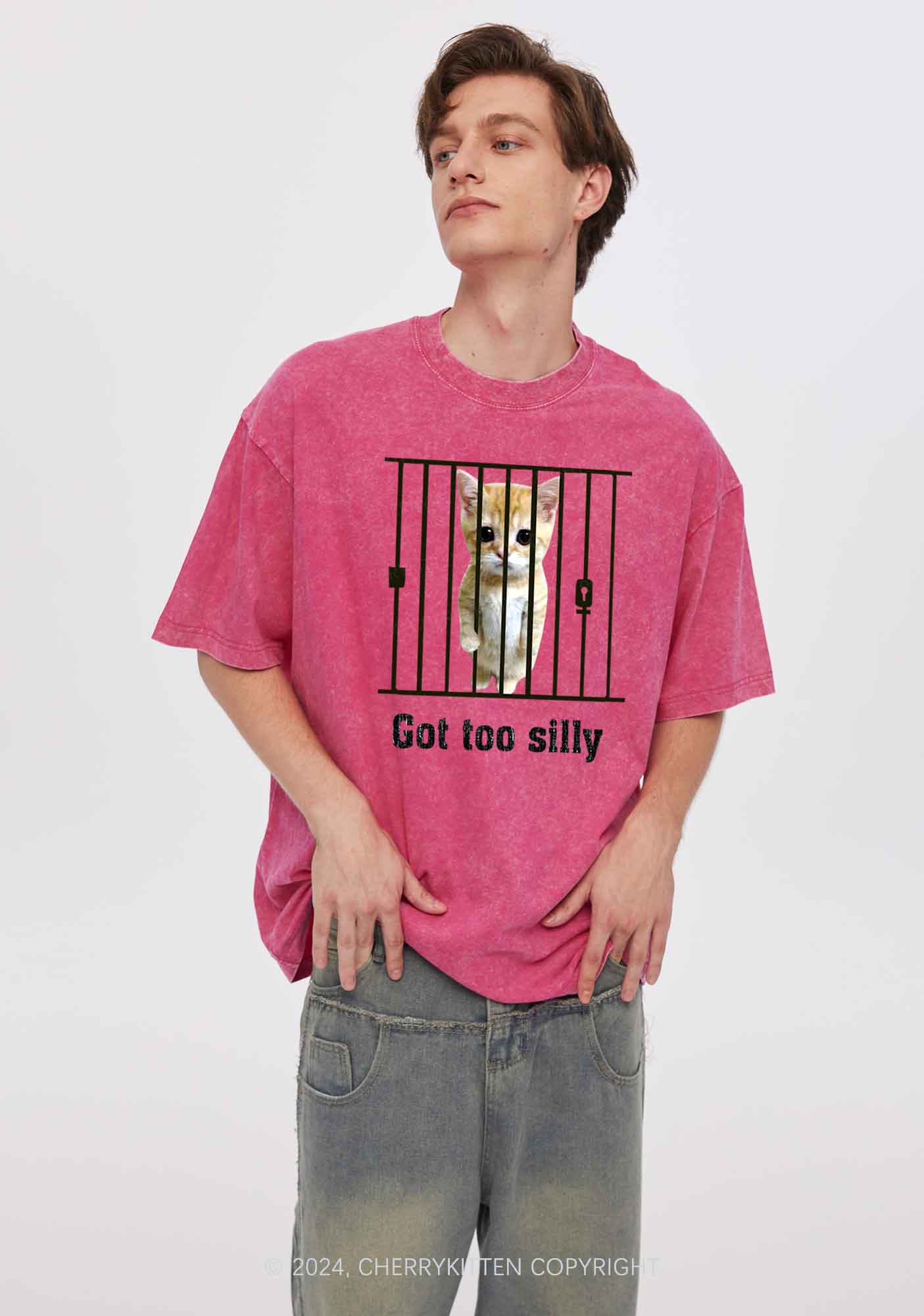 Got Too Silly Cat Y2K Washed Tee Cherrykitten