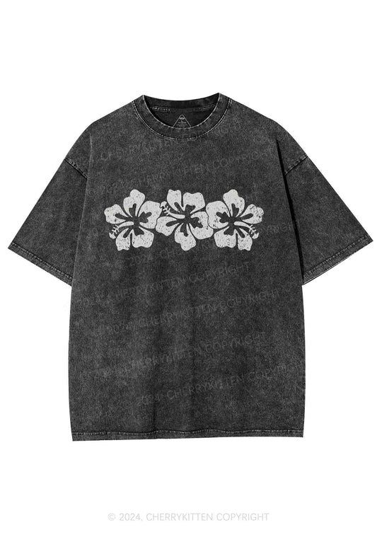 Vintage Hibiscus Flower Y2K Washed Tee Cherrykitten