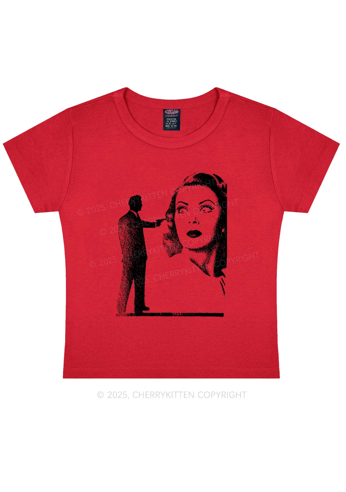 Woman Shot Y2K Baby Tee Cherrykitten