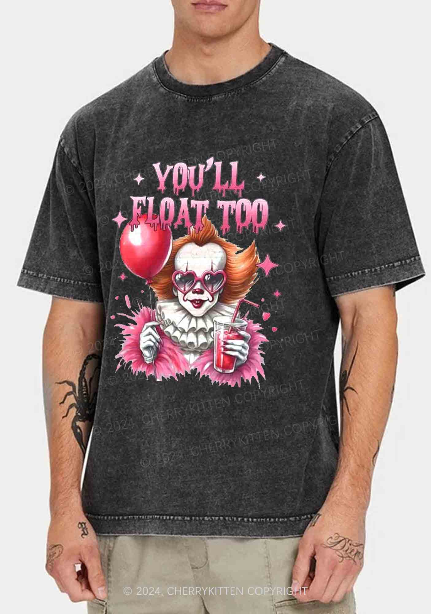 Halloween You Will Float Too Y2K Washed Tee Cherrykitten