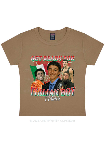 Italian Boy Winter Luigi Y2K Baby Tee Cherrykitten