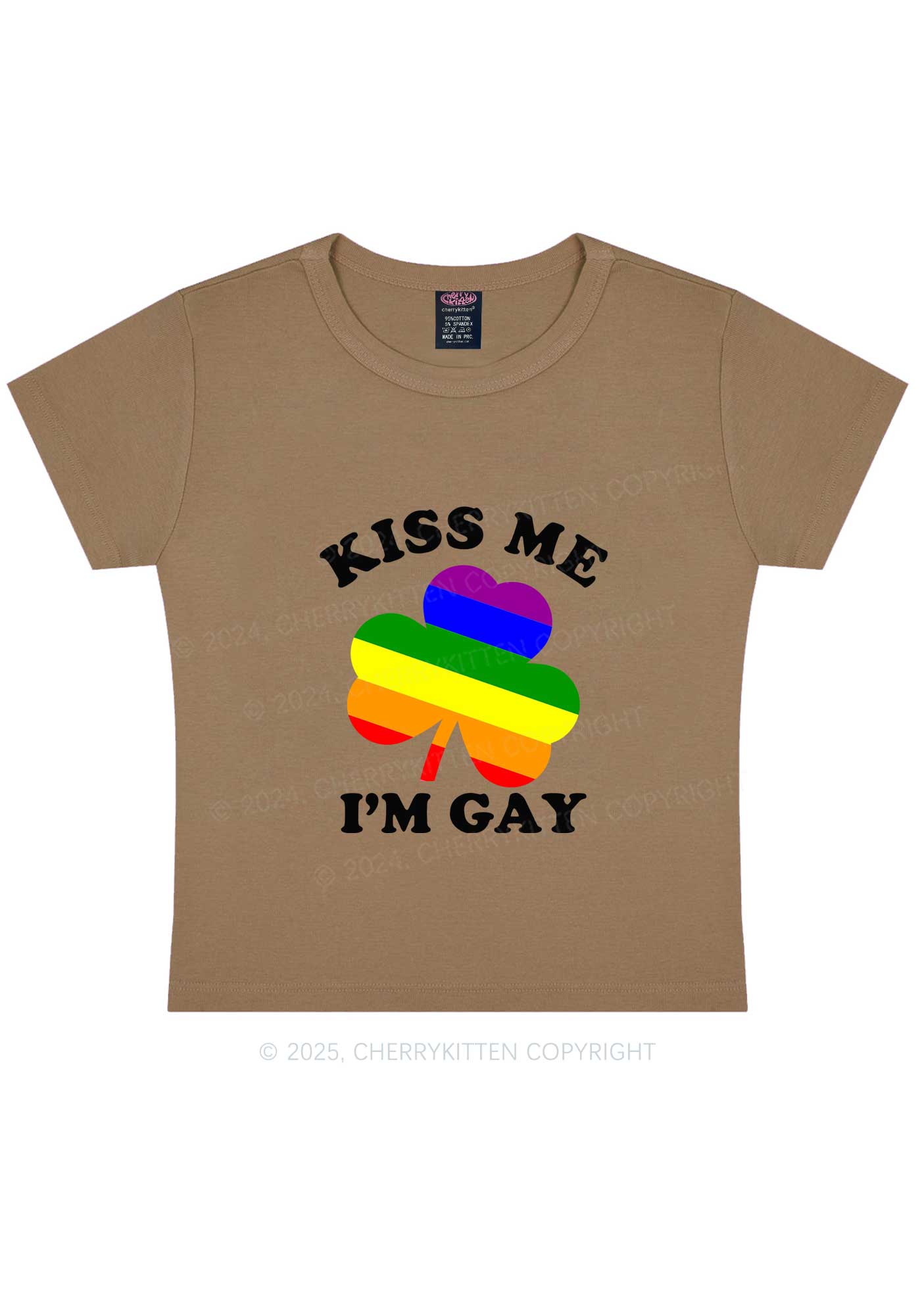 Kiss Me Im Gay St Patricks Y2K Baby Tee Cherrykitten