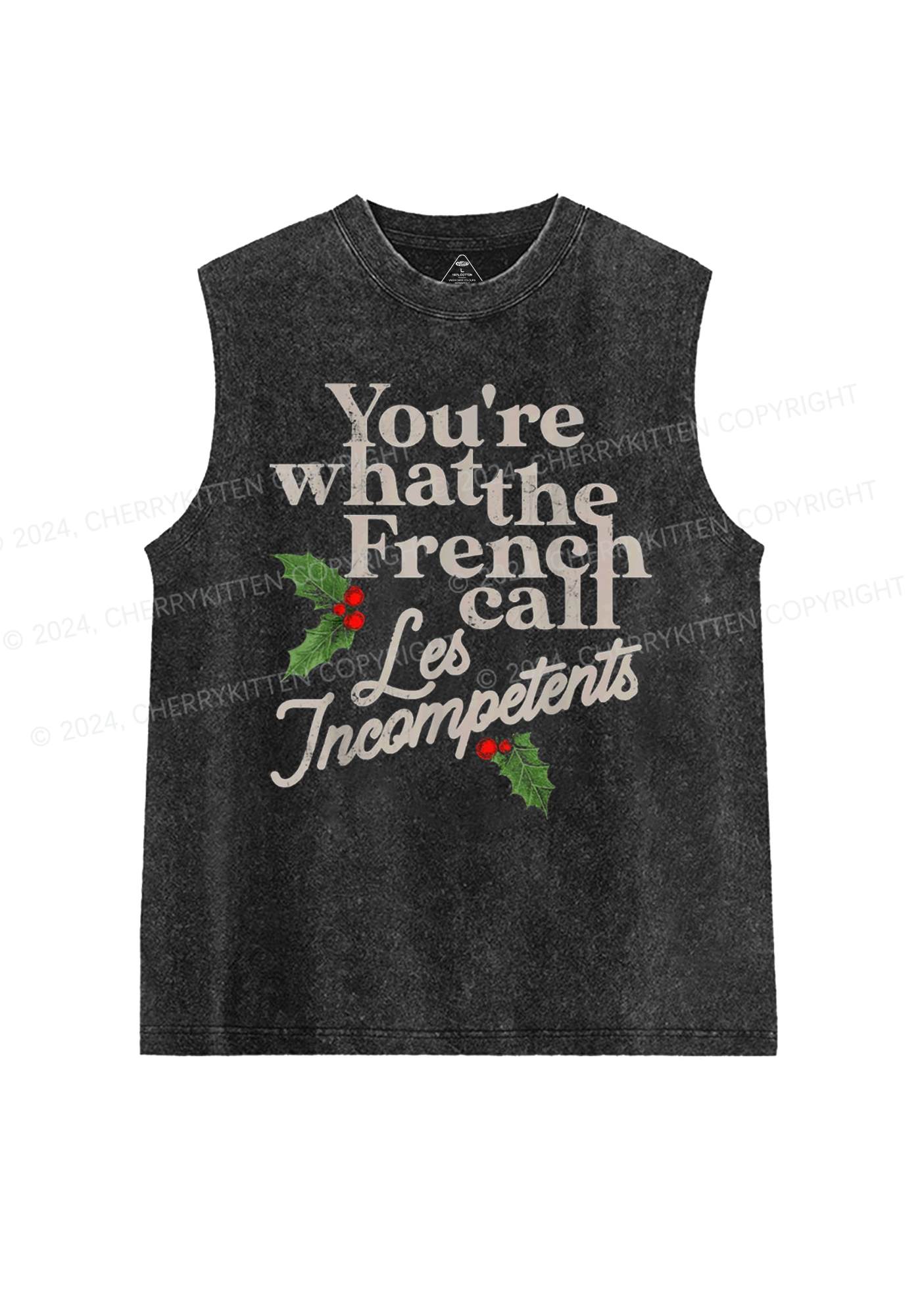 Christmas Les Incompetent Y2K Washed Tank Cherrykitten