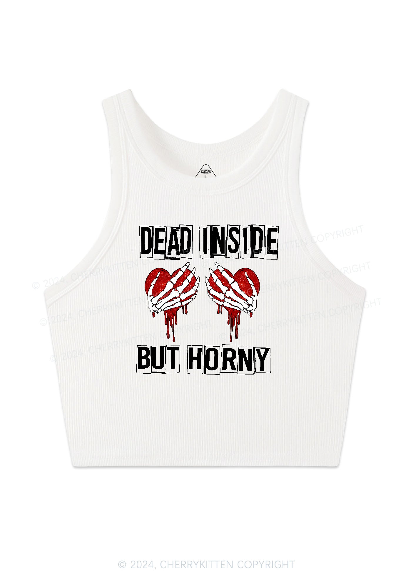 Dead Inside But Hxrny Y2K Valentine's Day Crop Tank Top Cherrykitten