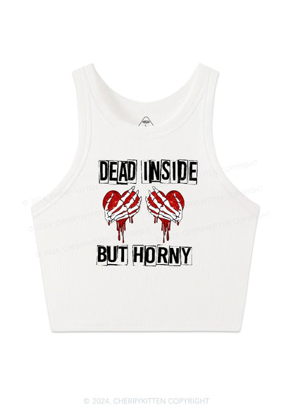 Dead Inside But Hxrny Y2K Valentine's Day Crop Tank Top Cherrykitten