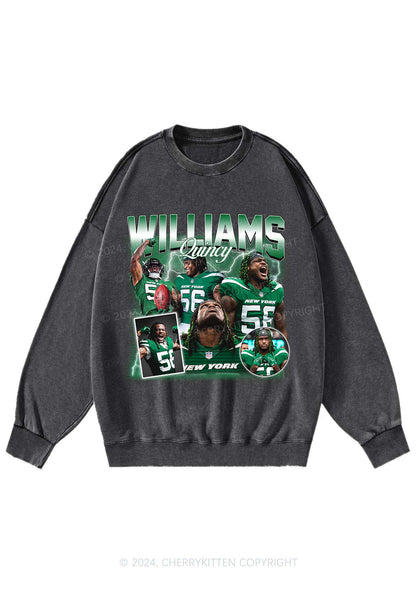 Green Williams Y2K Super Bowl Washed Sweatshirts Cherrykitten