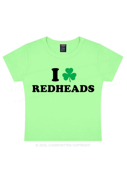 I Love Redheads St Patricks Y2K Baby Tee Cherrykitten