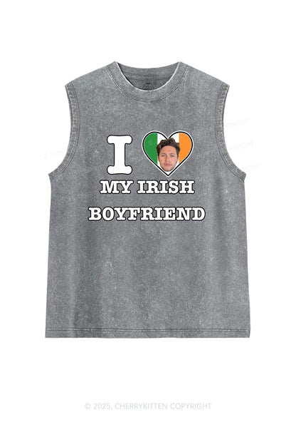 Custom Irish Boyfriend Photo St Patricks Y2K Washed Tank Cherrykitten